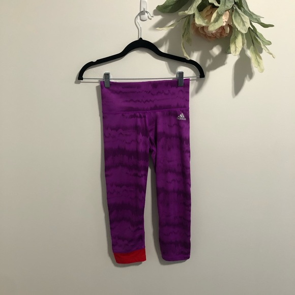 Tie dye Colour Leak Purple Adidas Climalite Crops - Picture 5 of 12